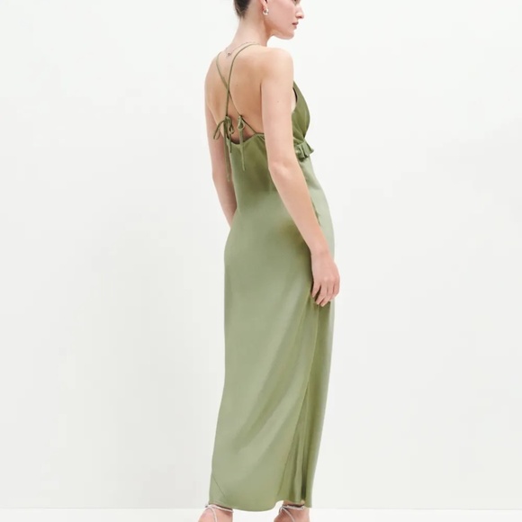 Reformation NWT Madrigal Artichoke Green Satin Maxi Slip Dress Size S - Picture 15 of 15